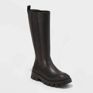 a new day Black Knee-High Combat Boots